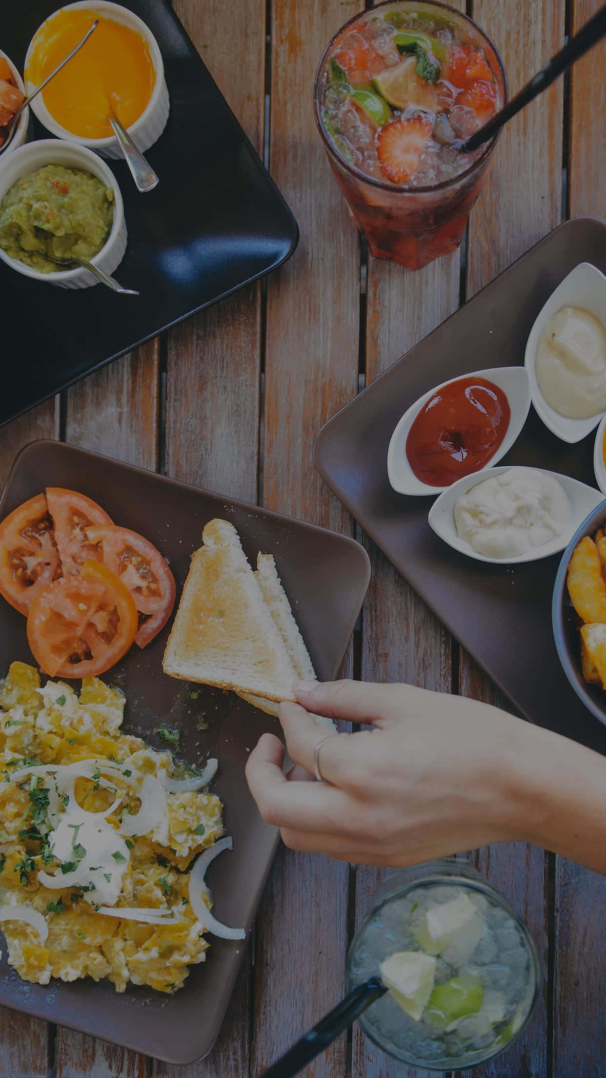 Cute Food iPhone, toast, scrambled eggs, Full HD Phone Wallpaper