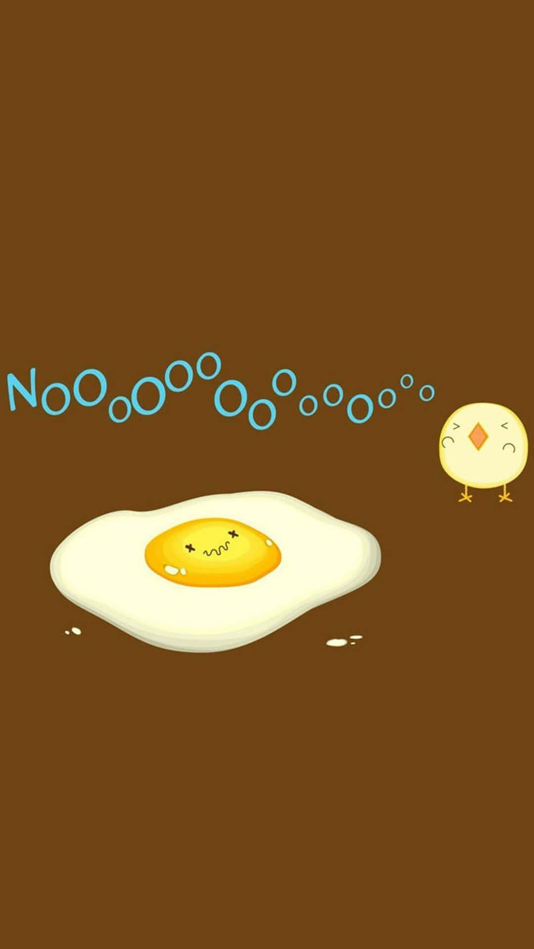 cute food-themed iPhone wallpaper, cartoon chick, fried egg, Full HD Phone Wallpaper