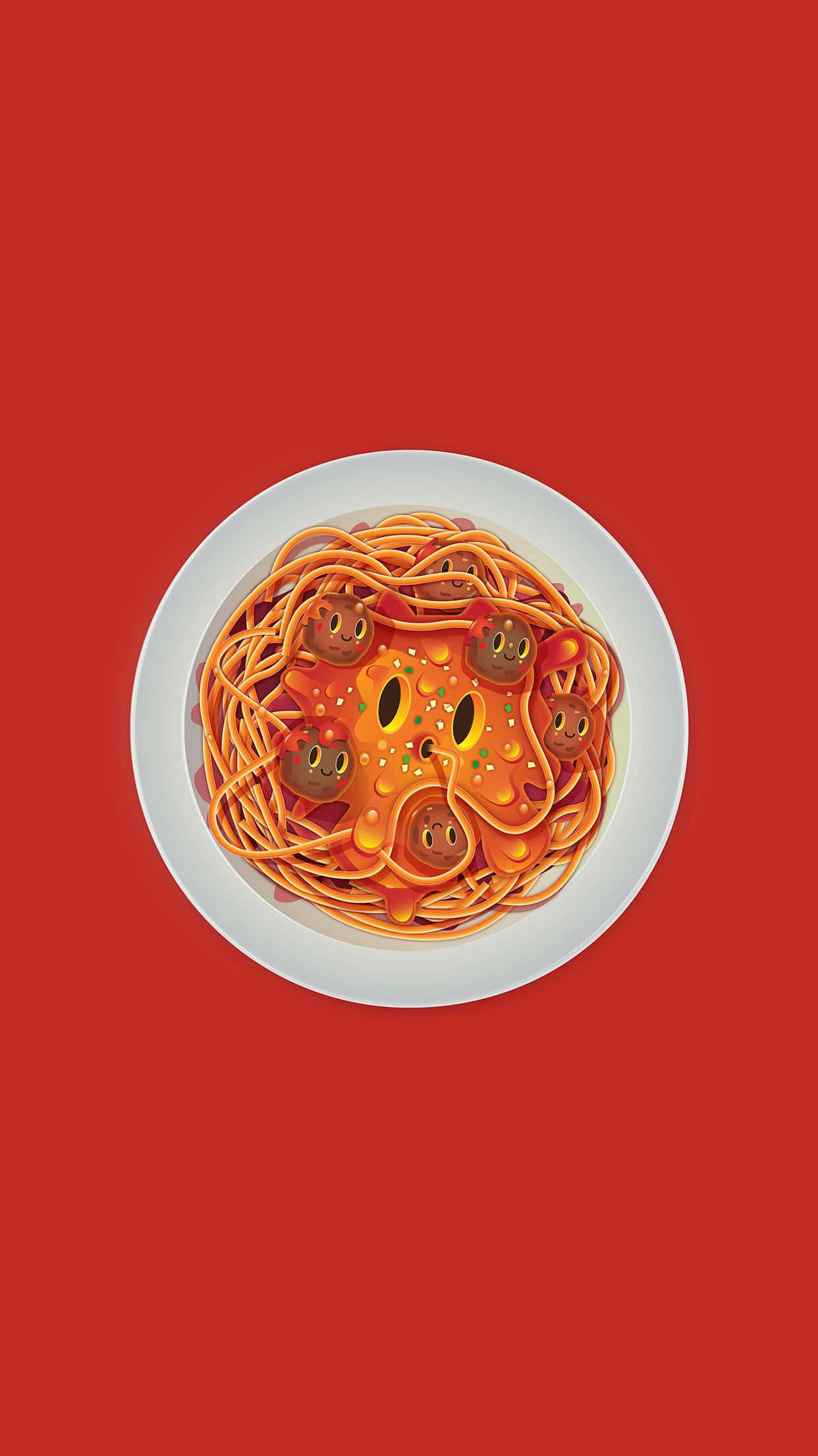 Cute Food iPhone, spaghetti, meatballs, Full HD Phone Wallpaper