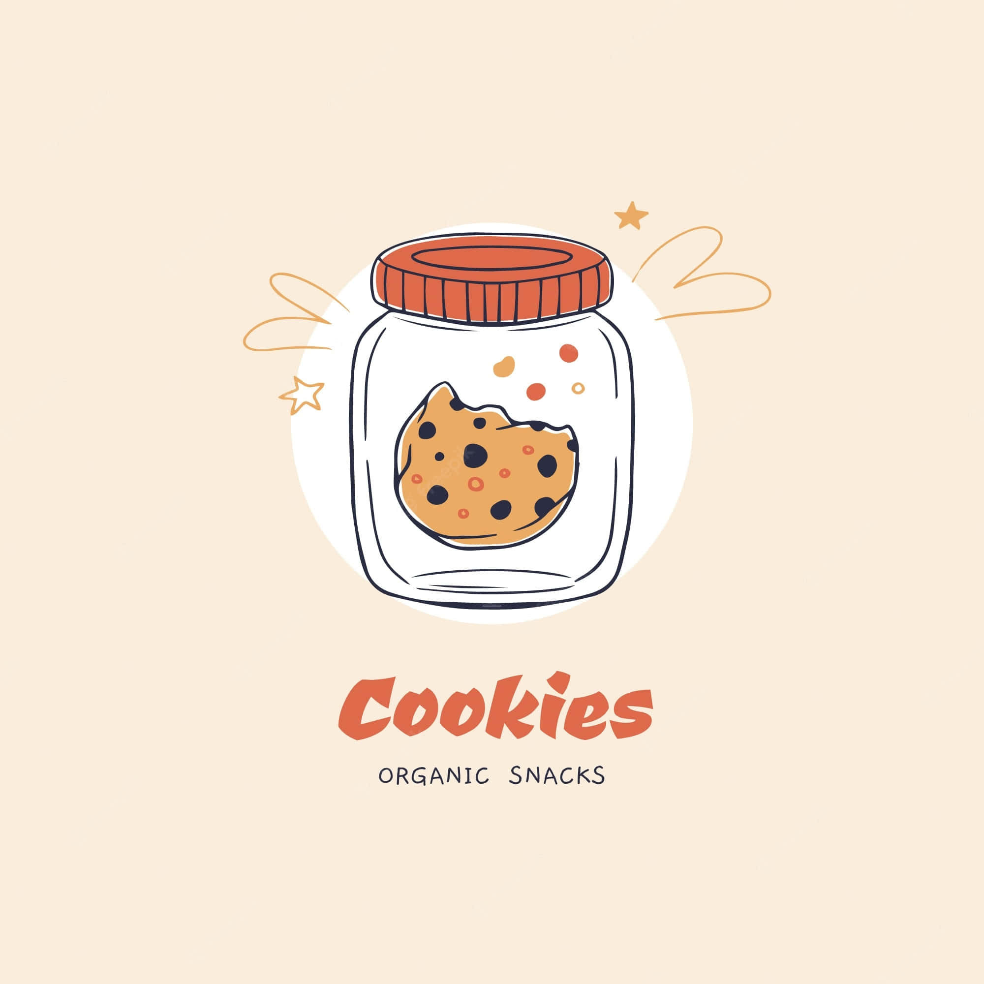 cute food iphone, 2000 x 2000, bitten chocolate chip cookie, Full HD Desktop Wallpaper