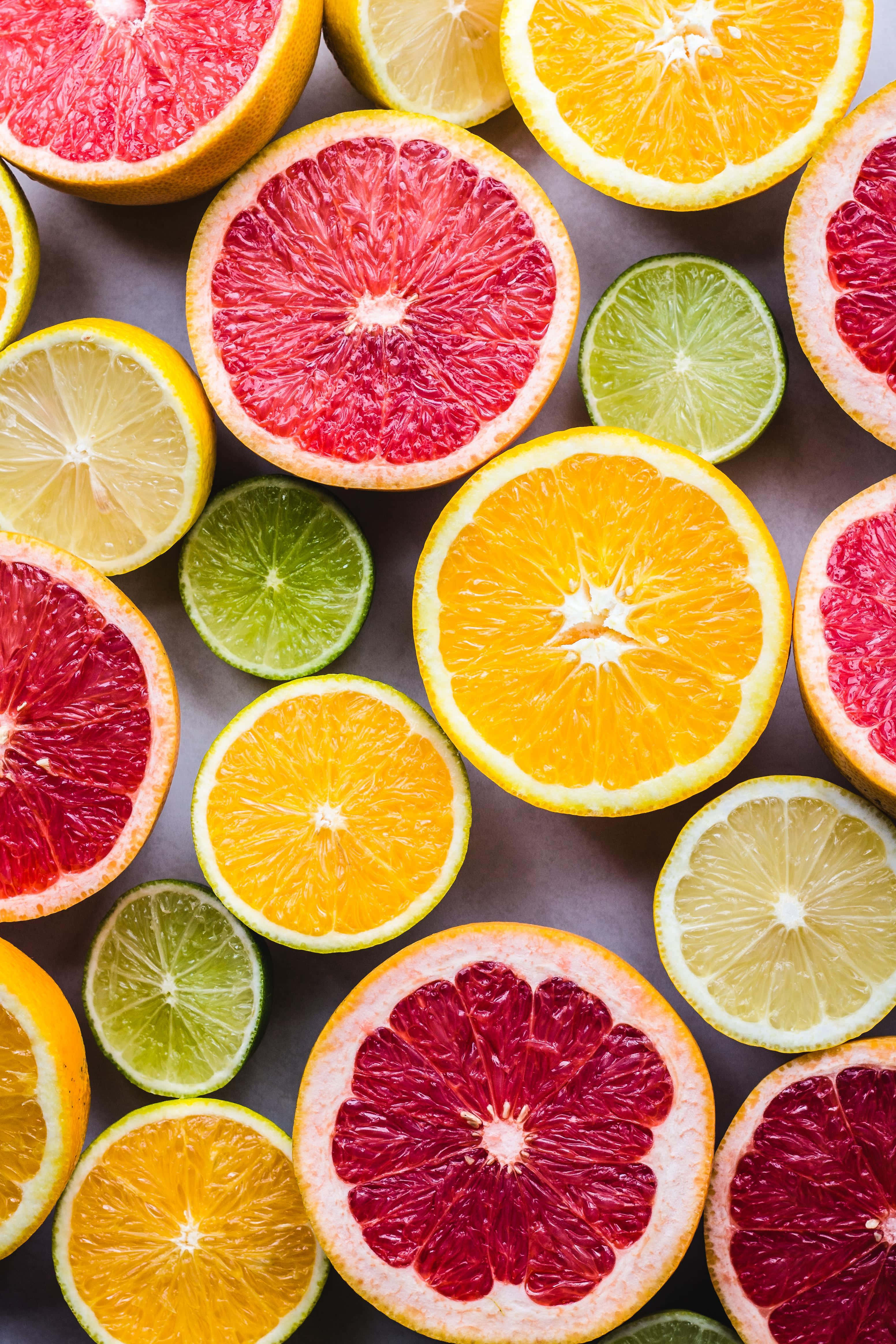 Cute Food iPhone, citrus, overhead shot, 4K Phone Wallpaper