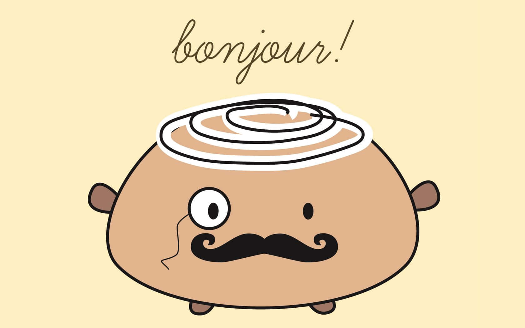 cartoon cinnamon roll, mustache, one eye, HD Desktop Wallpaper
