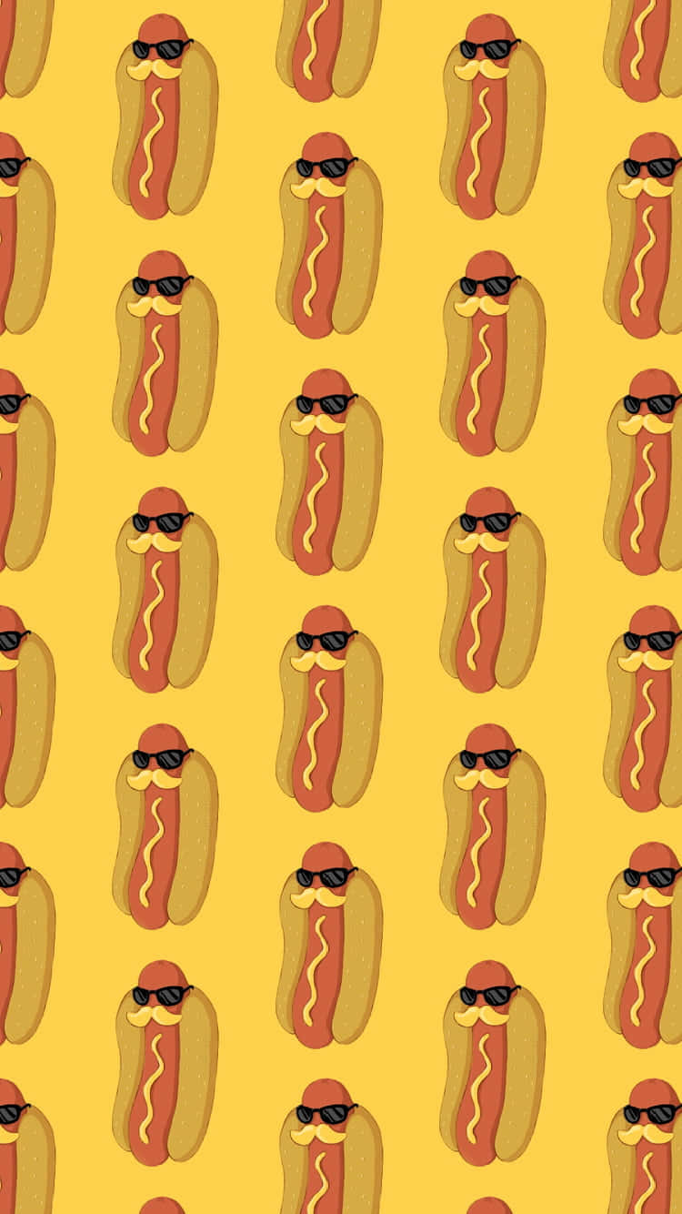 cartoon hot dogs, sunglasses, mustaches, HD Phone Wallpaper