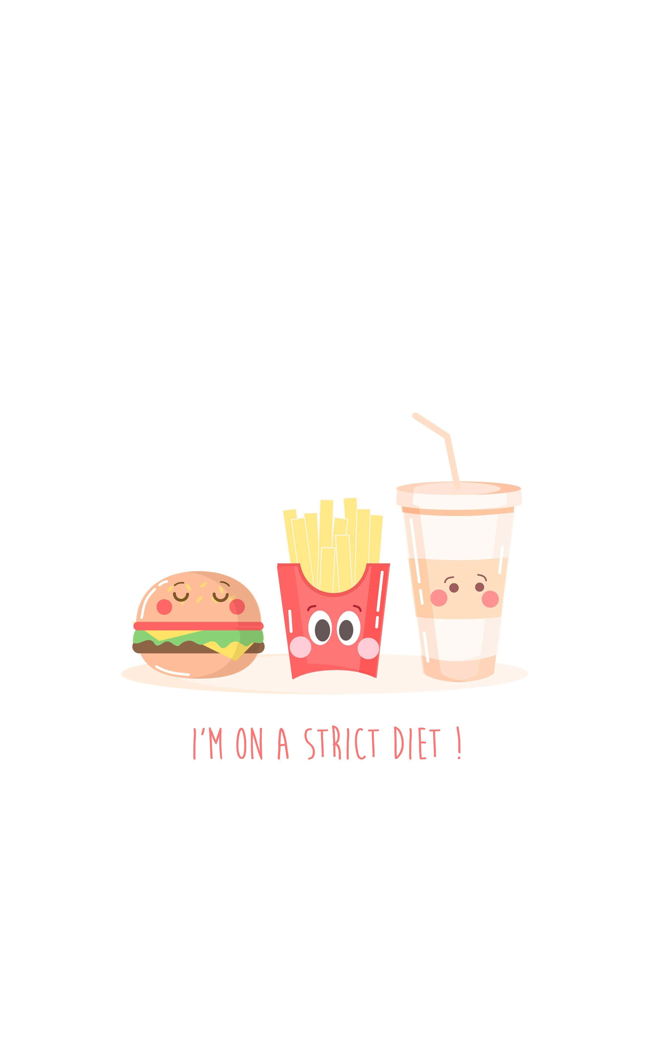 cute food, cartoon fast food items, faces, 4K Phone Wallpaper