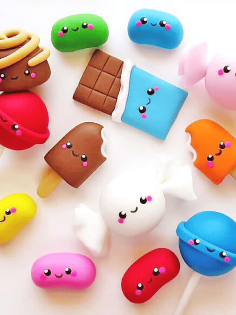 Cute Food, iPhone Screensaver, kawaii clay candies, SD Phone Wallpaper