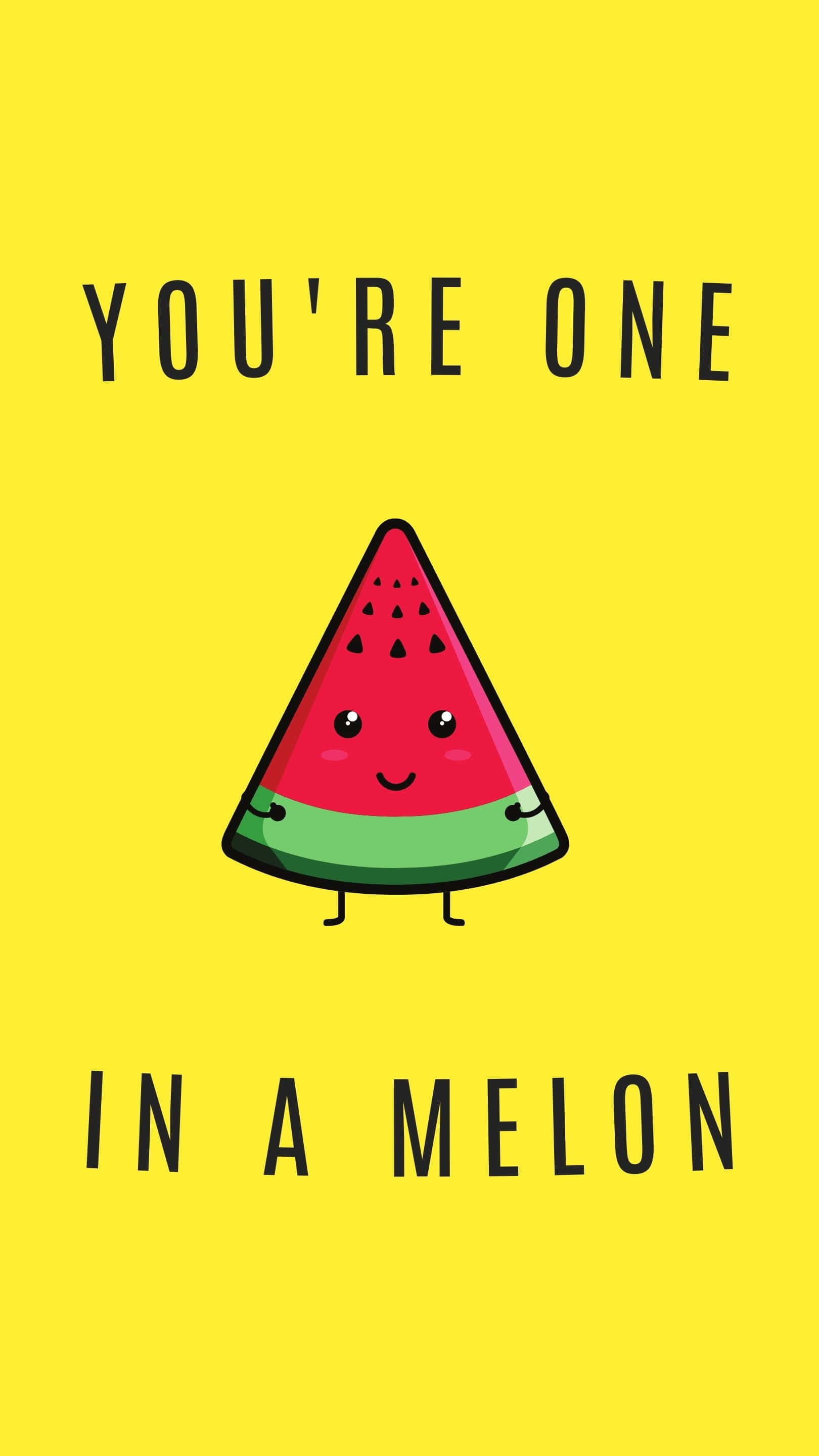 cartoon watermelon slice, arms legs, smile, 2K Phone Wallpaper