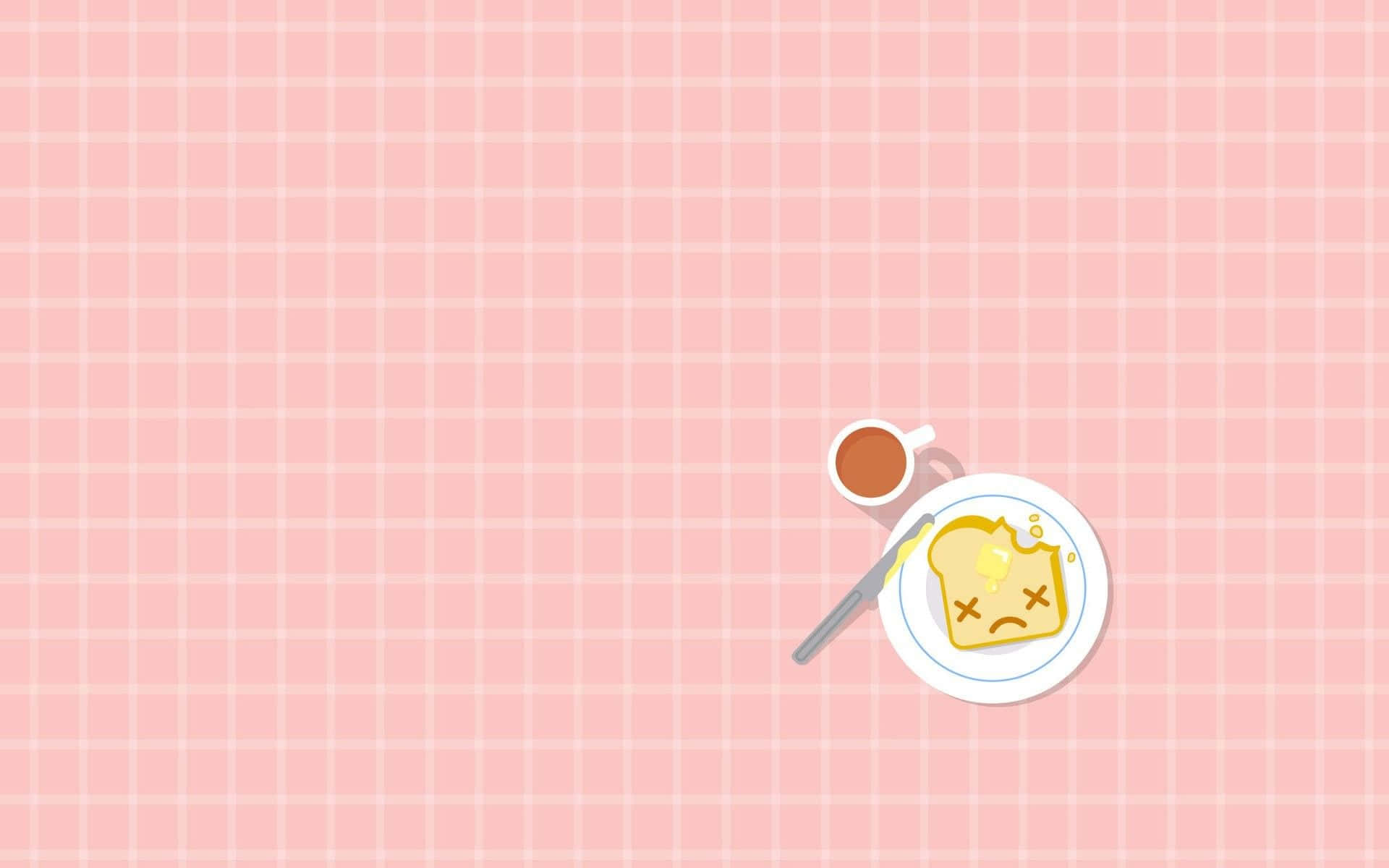 cute cartoon toast, sad face, plate, Full HD Desktop Wallpaper