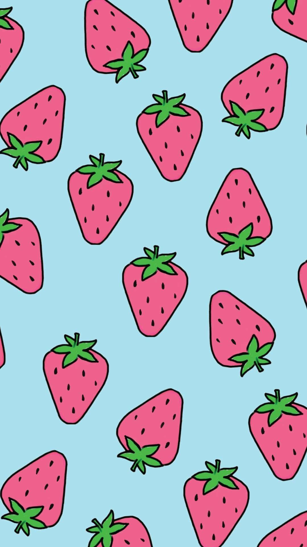 Cute Food, iPhone, pink strawberries, Full HD Phone Wallpaper