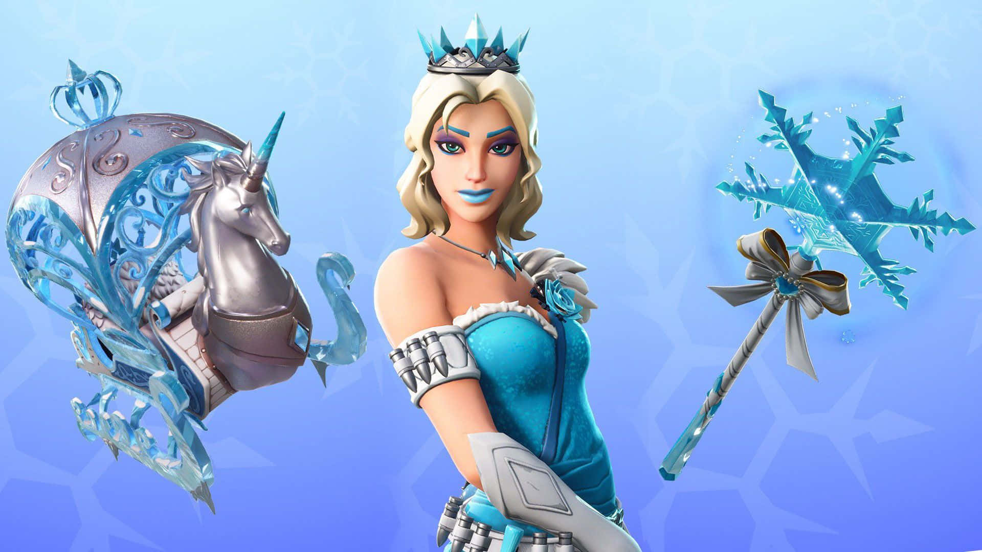Fortnite, ice queen wands, unicorn, Full HD Desktop Wallpaper