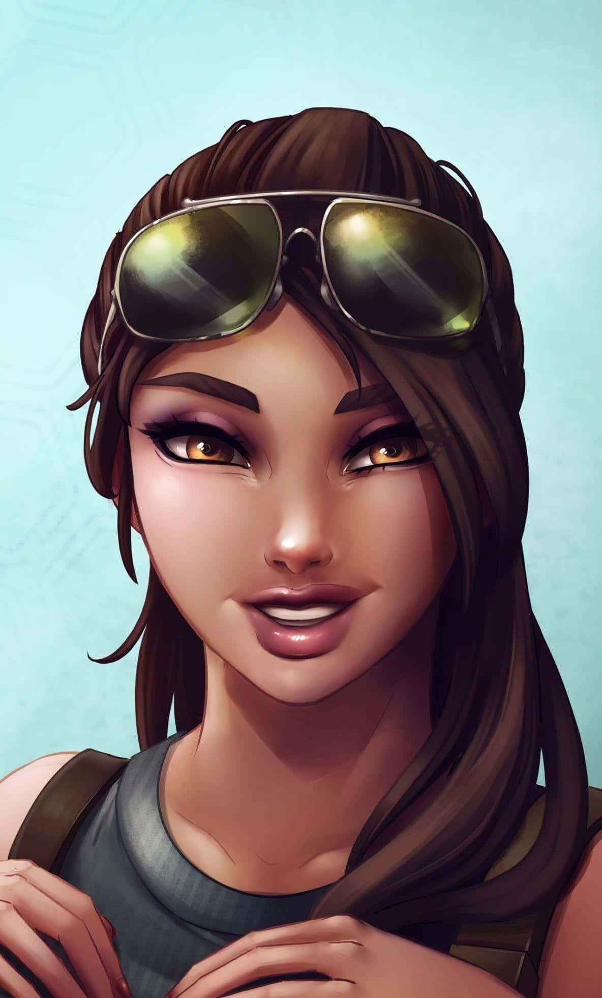 Cute Fortnite, anime-style woman, brown hair, Full HD Phone Wallpaper