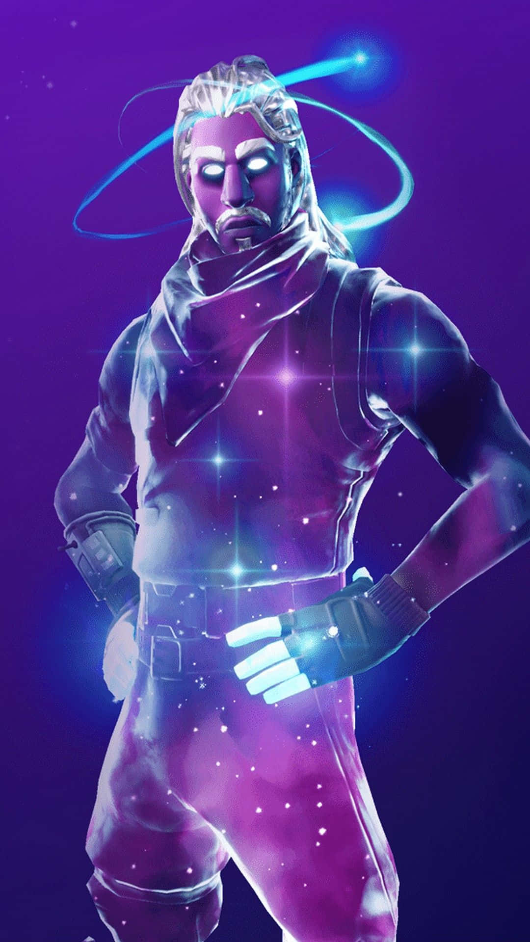 Cute Fortnite, glowing purple armored figure, glowing eyes, Full HD Phone Wallpaper