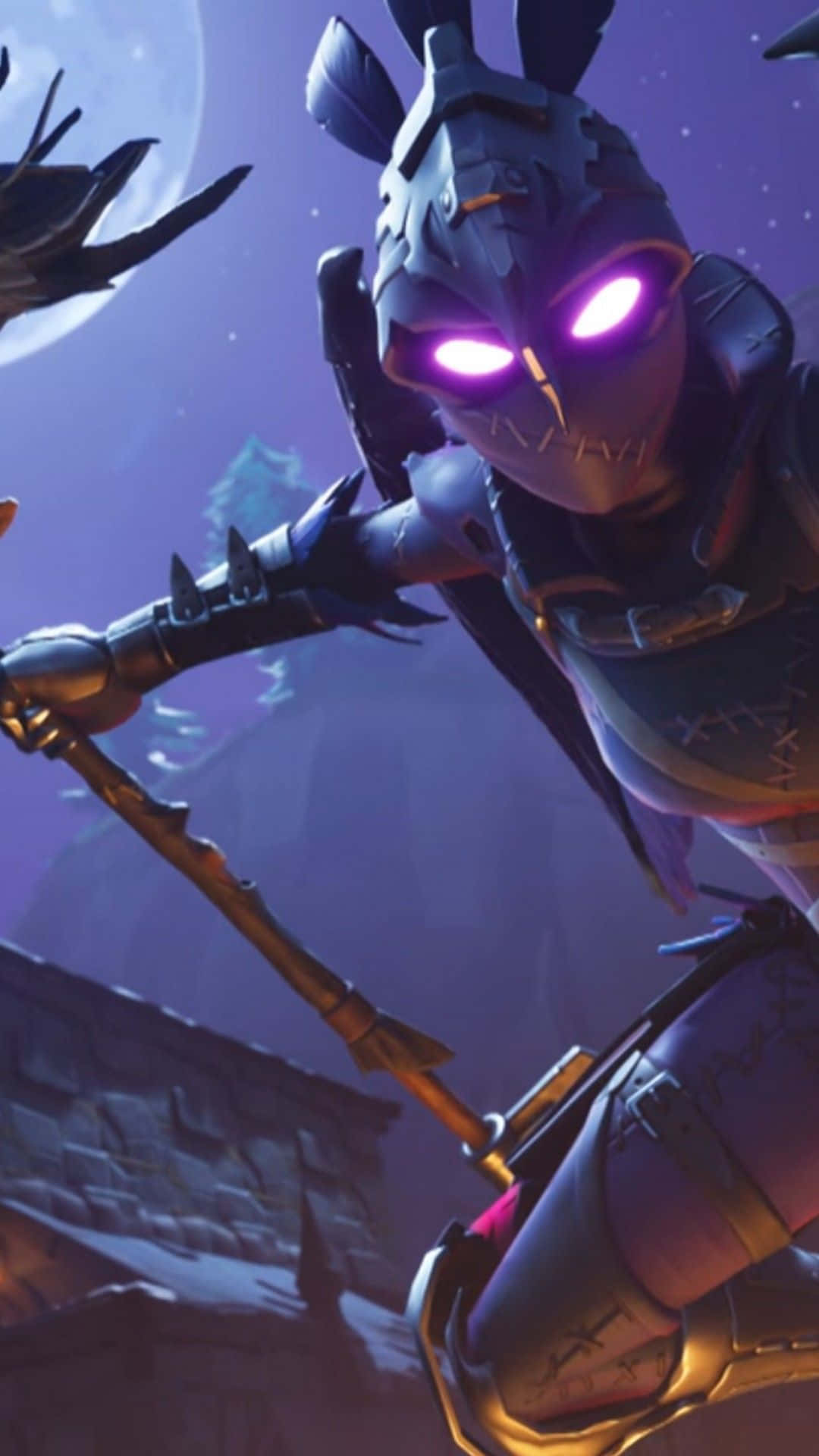 Fortnite, adorable sticker, glowing purple eyes, Full HD Phone Wallpaper