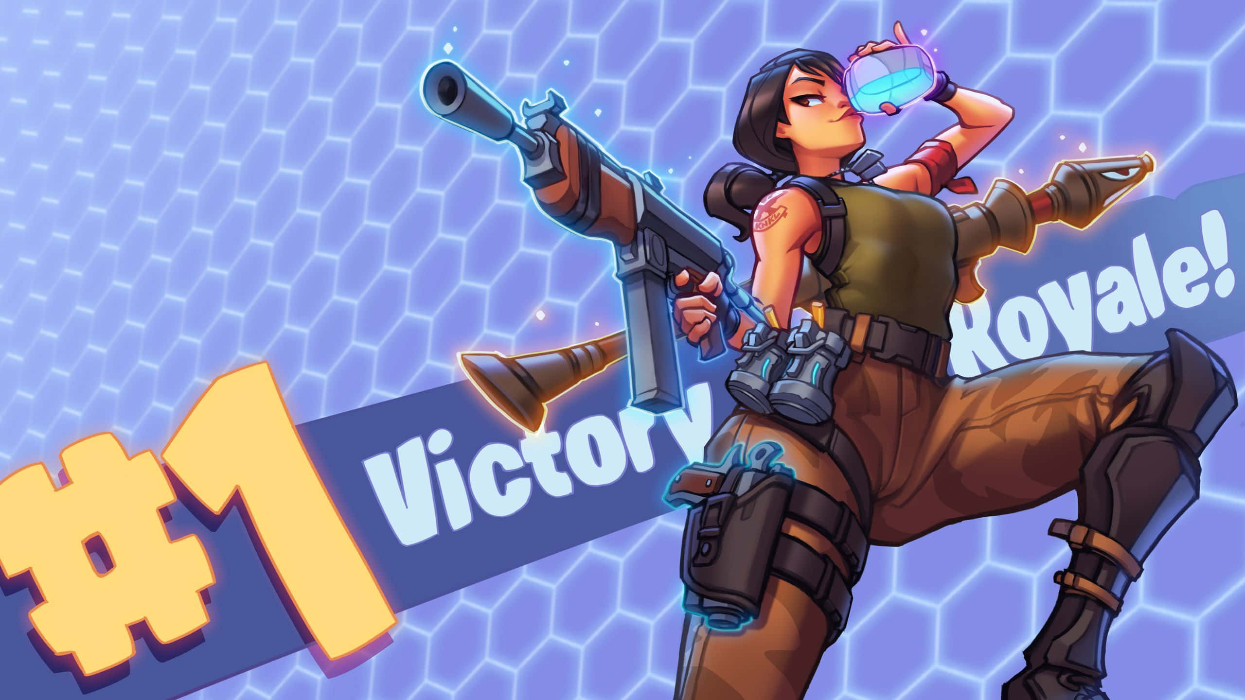Fortnite, female gamer, combat gear, 2K Desktop Wallpaper