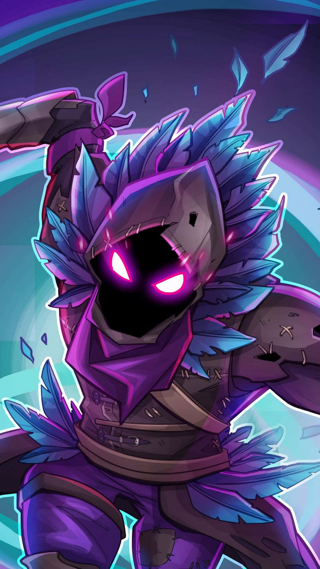 Fortnite, purple armored warrior, glowing pink eyes, Full HD Phone Wallpaper