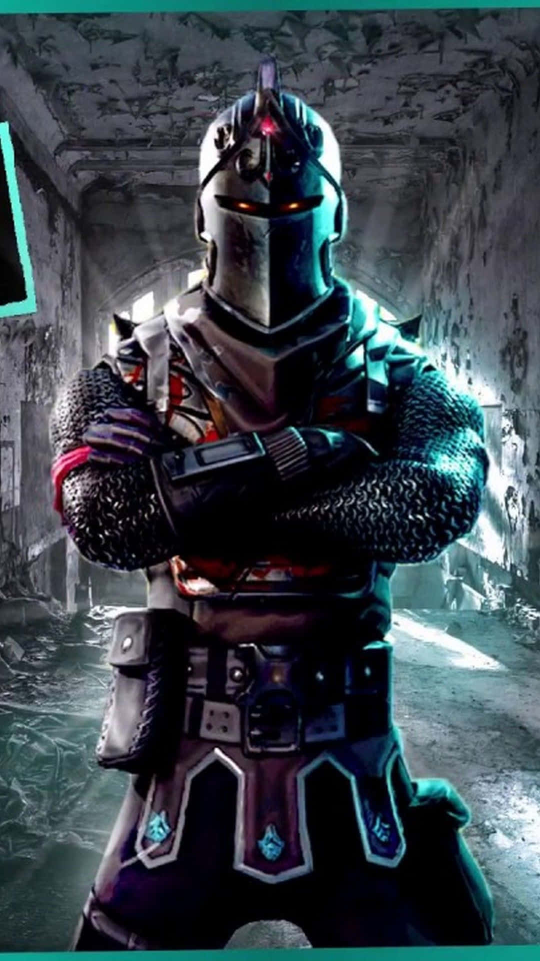 Fortnite, futuristic armored knight, crumbling ruin, Full HD Phone Wallpaper