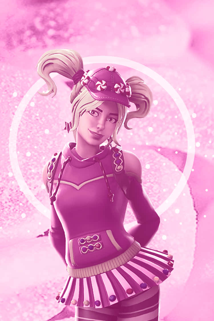 Fortnite, anime girl, pink cheerleader outfit, SD Phone Wallpaper