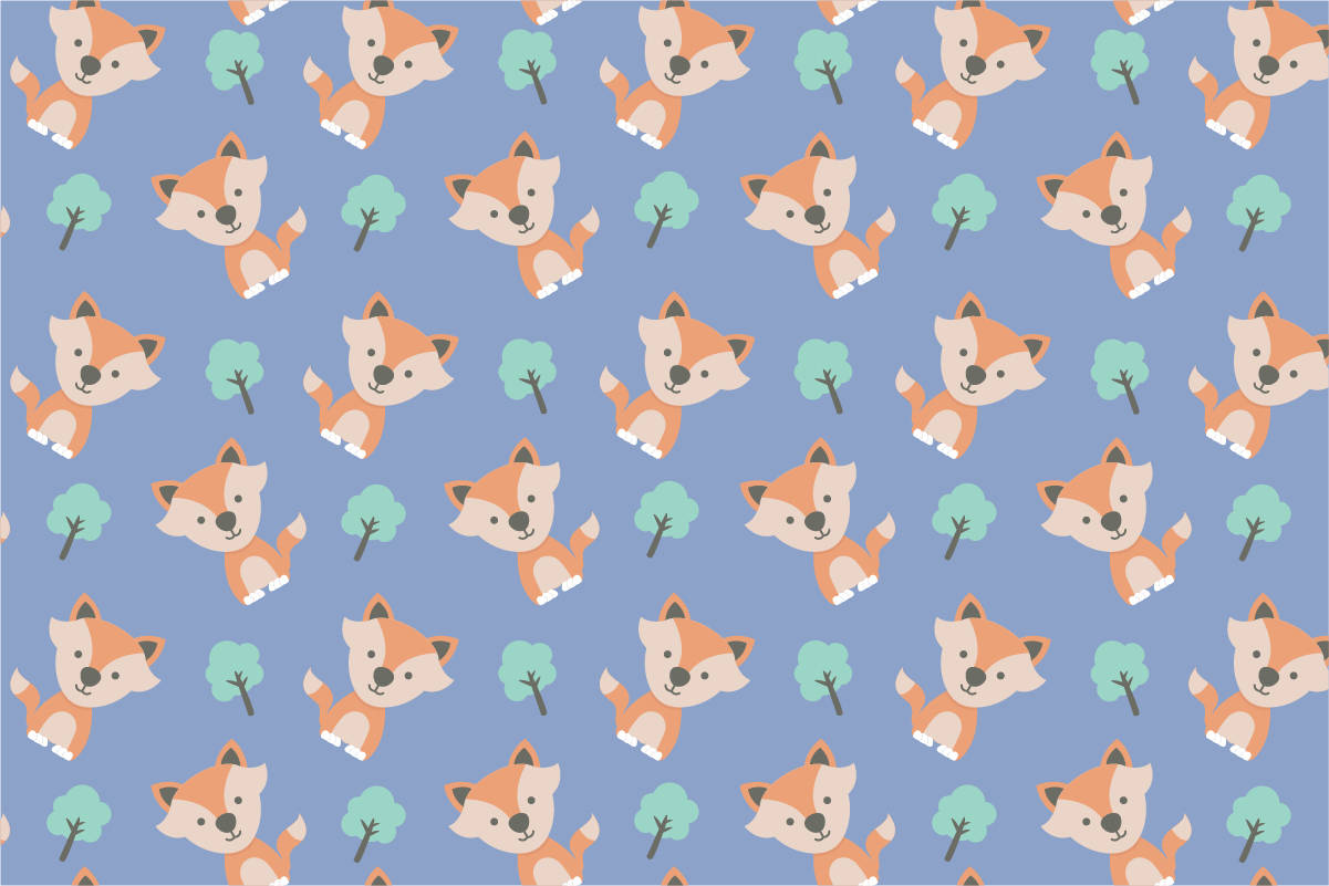 cute fox, seamless pattern, cartoon foxes, SD Desktop Wallpaper