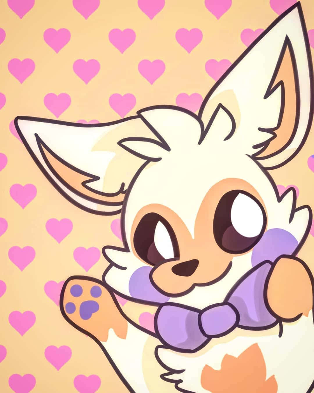 lolbit, cute fox, purple bow, HD Phone Wallpaper