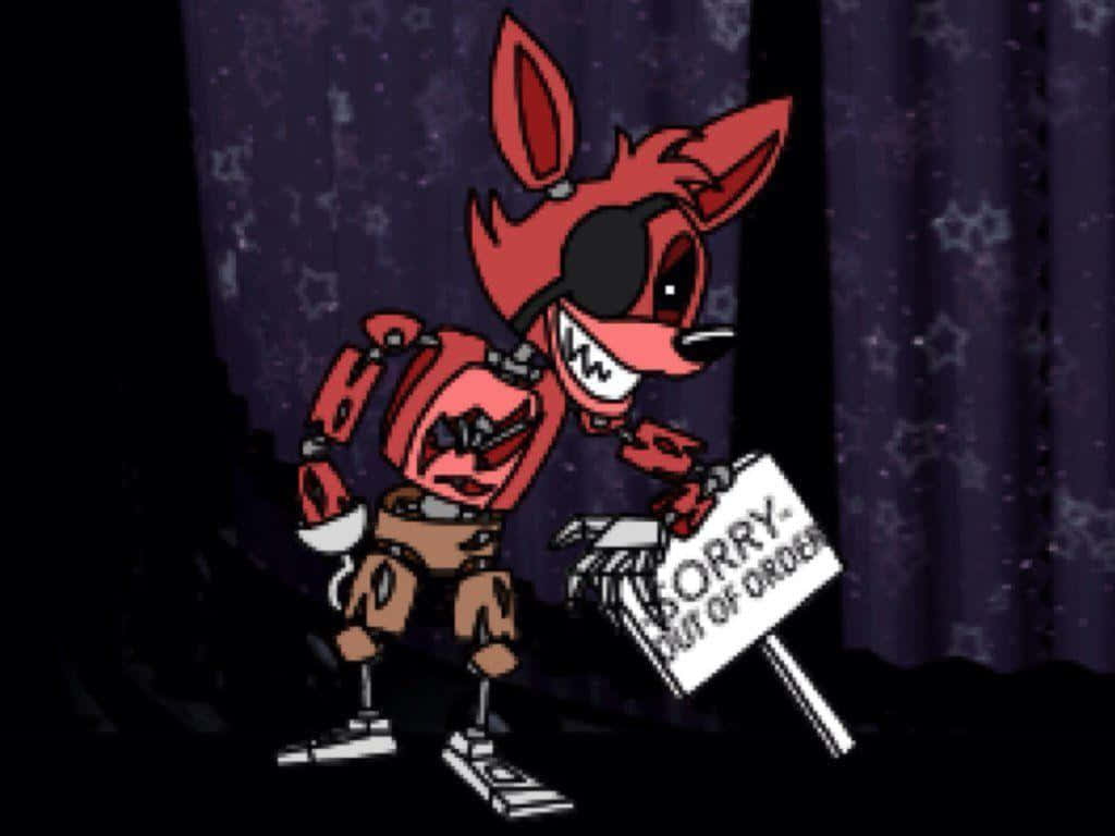 cute foxy, red animatronic fox, black eye patch, SD Desktop Wallpaper