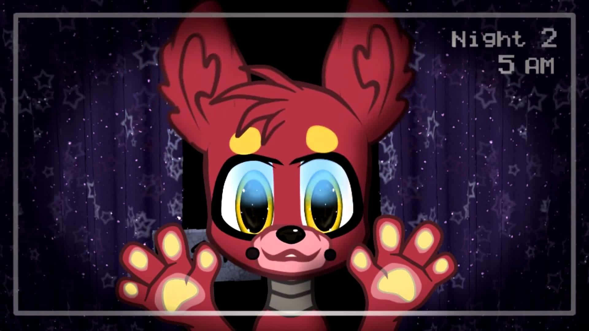 cute foxy, red cartoon fox, glowing yellow eyes, Full HD Desktop Wallpaper