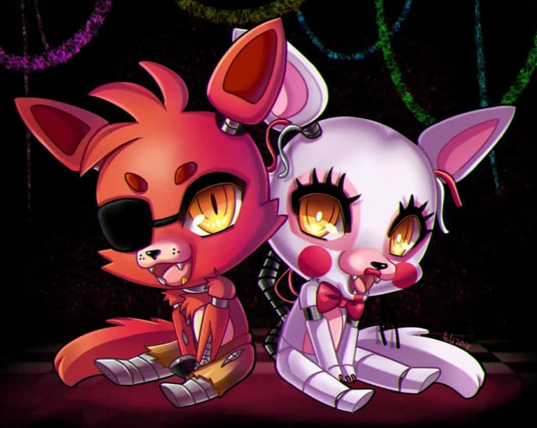 cute foxy, chibi-style, red fox with an eyepatch, SD Desktop Wallpaper