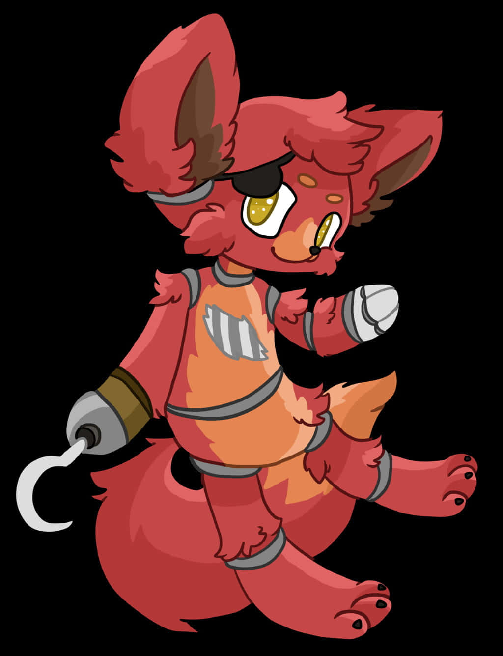 cute foxy, red fox-like anime character, hook arm, HD Phone Wallpaper