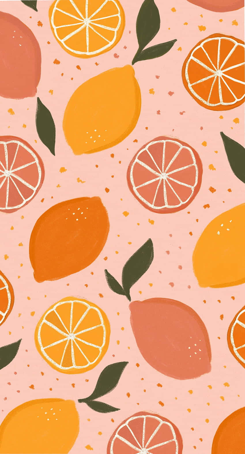animated tropical cute fruits, vibrant citrus fruits, warm tones, HD Phone Wallpaper