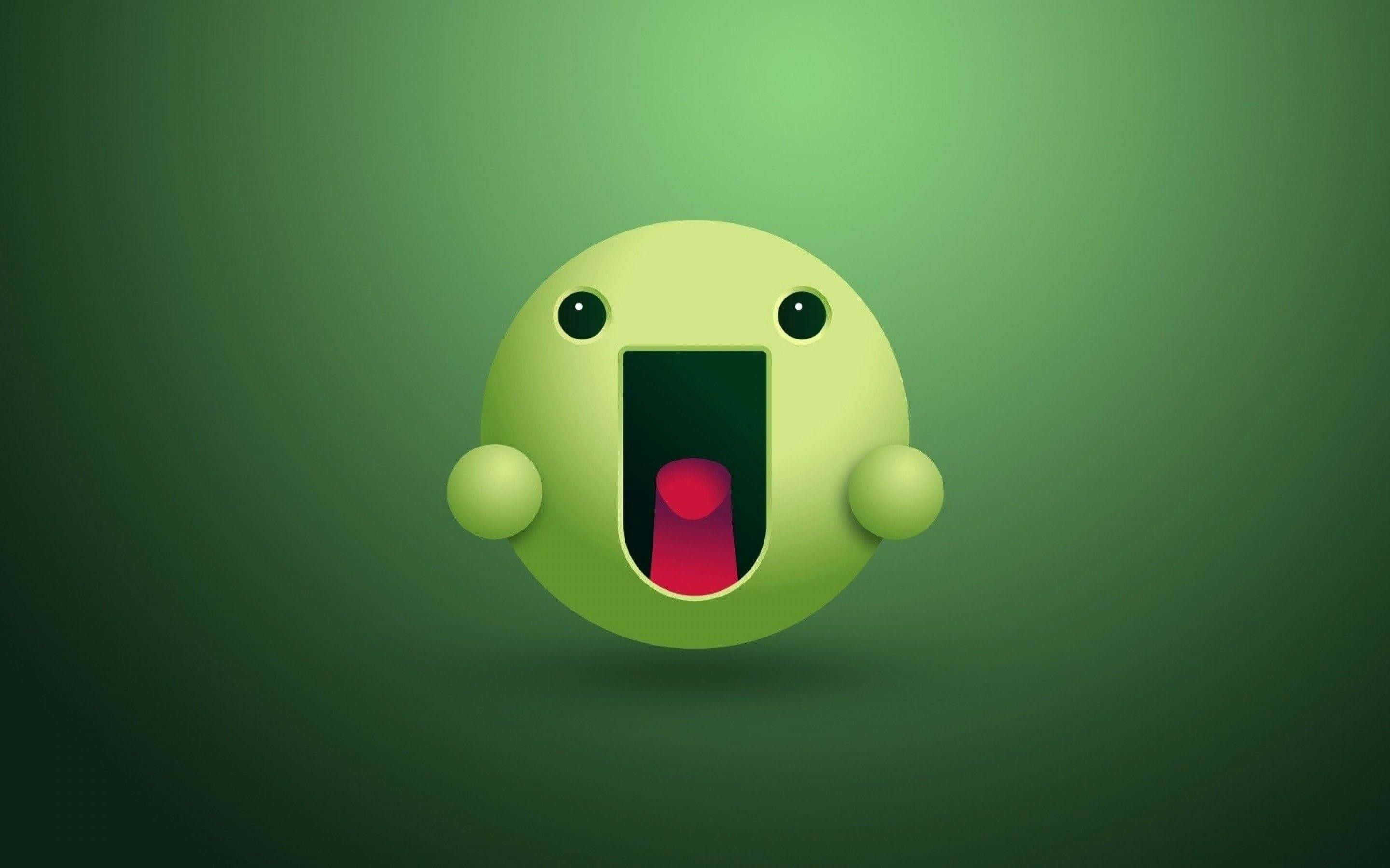 bright green, 3d-rendered emoji, wide eyes, 2K Desktop Wallpaper