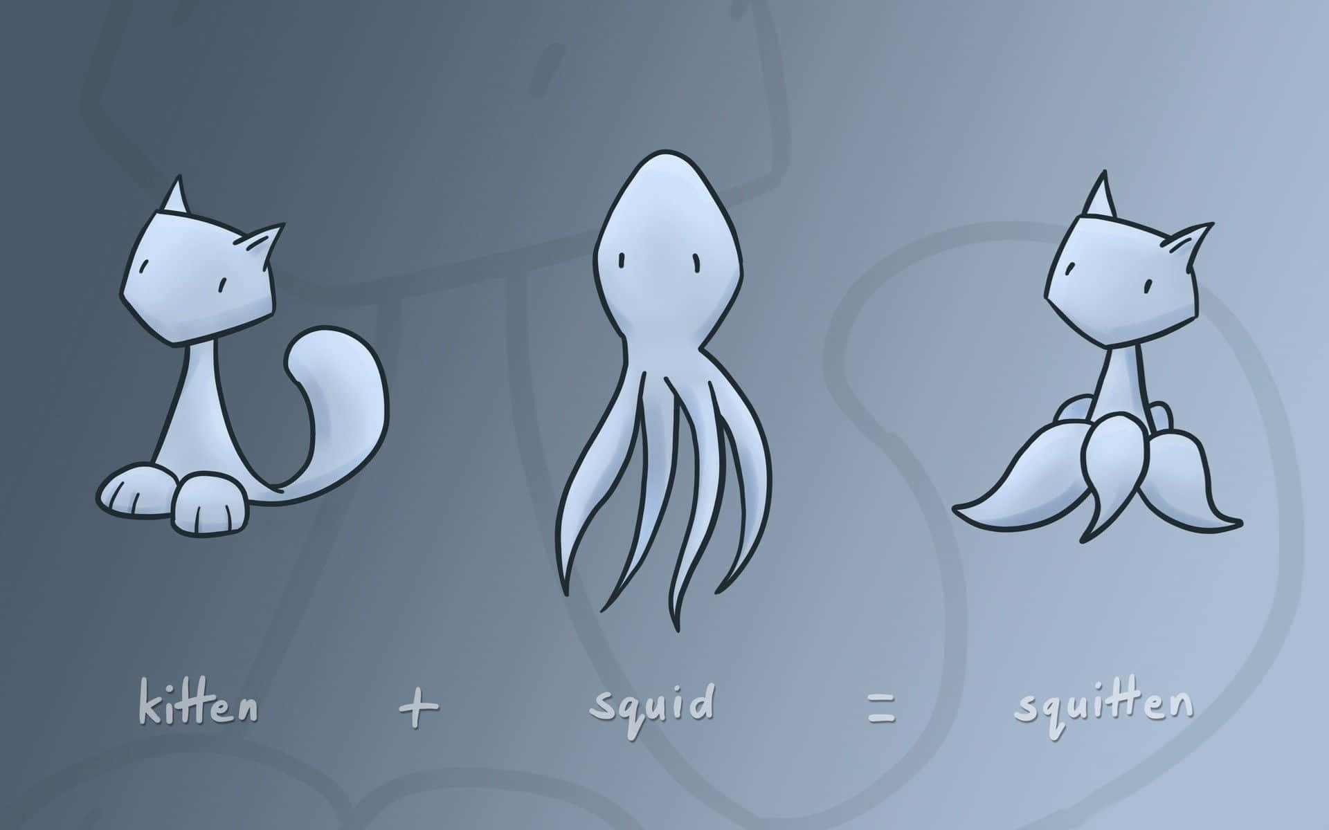 cute funny, kitten, squid, Full HD Desktop Wallpaper