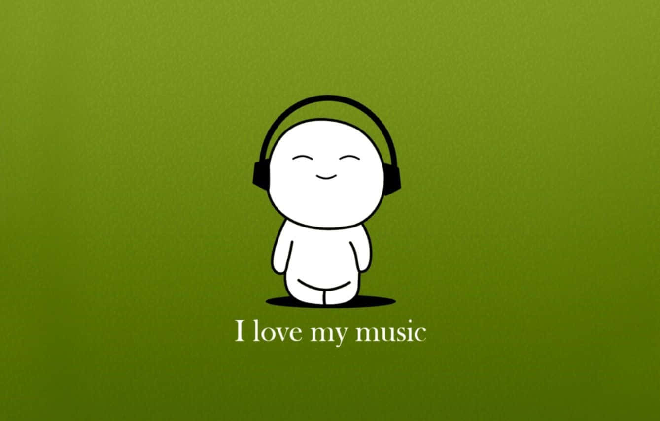minimalist white cartoon figure, closed eyes, headphones, HD Desktop Wallpaper