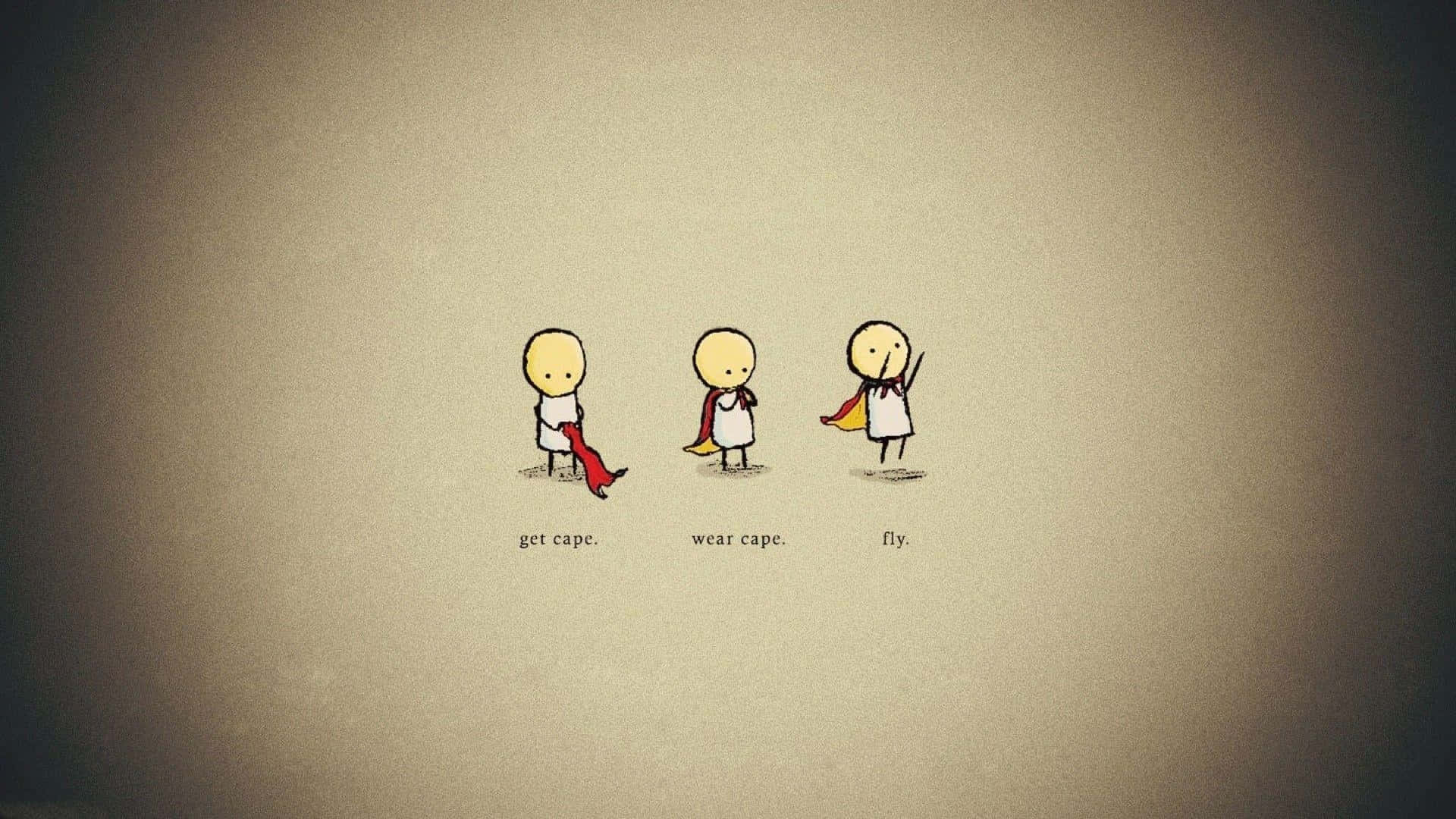 minimalist stick figures, cape, flying, Full HD Desktop Wallpaper