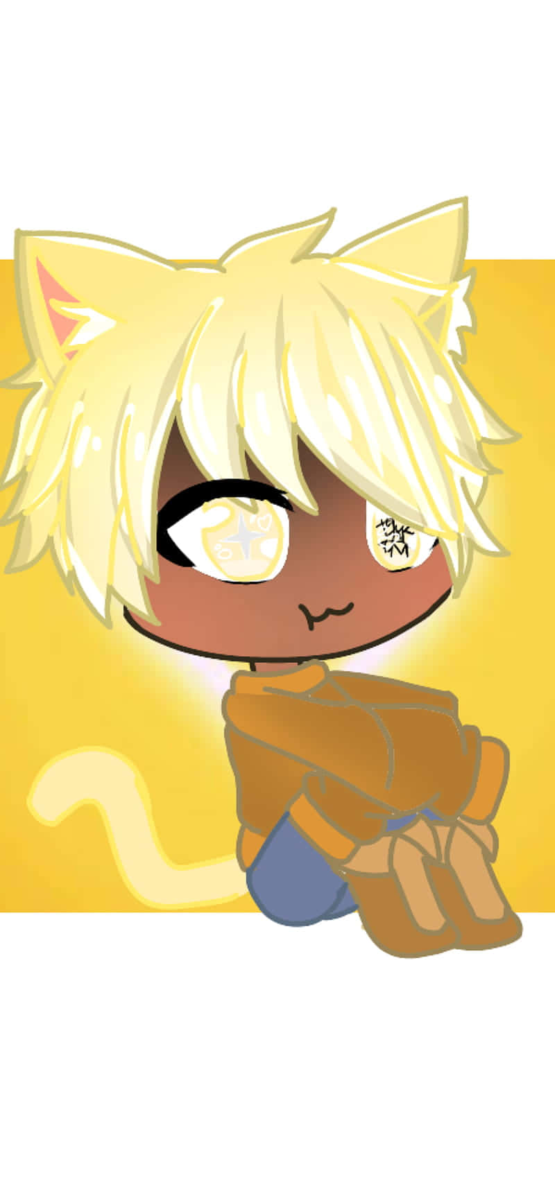 Cute Gacha Life Boy, chibi-style anime character, blonde cat ears, HD Phone Wallpaper