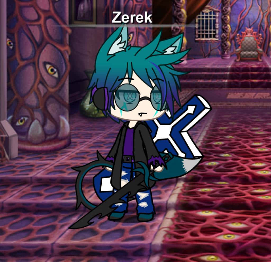 Gacha Life, teal hair, glasses, SD Desktop Wallpaper
