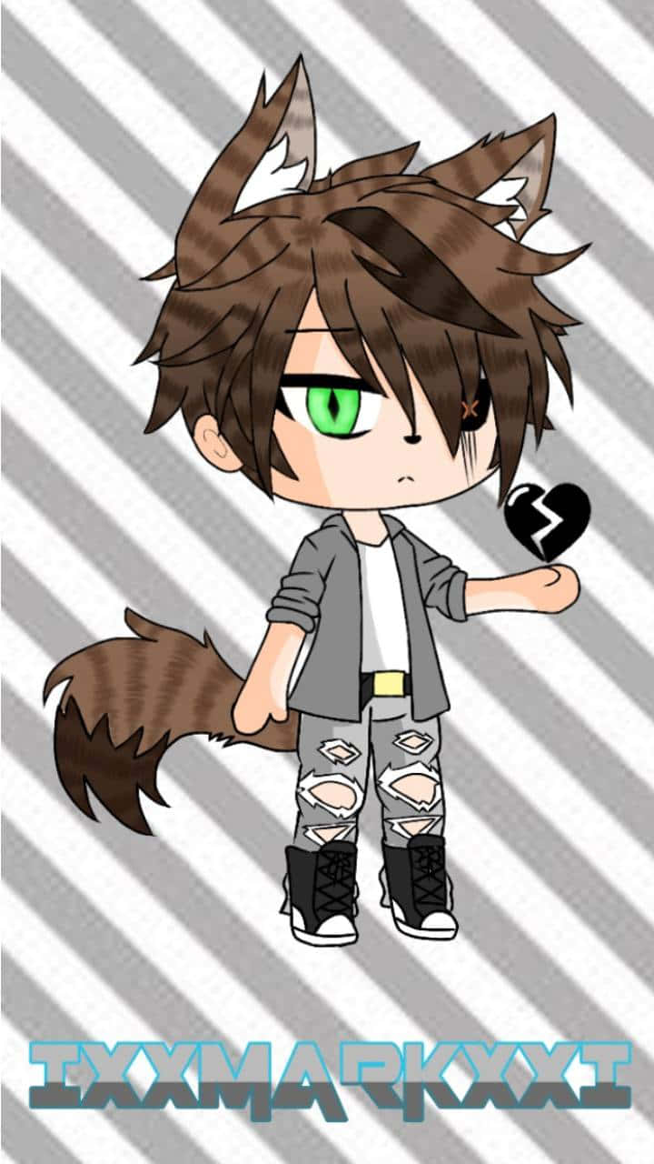Cute Gacha Life Boy, chibi anime boy, brown cat ears, HD Phone Wallpaper