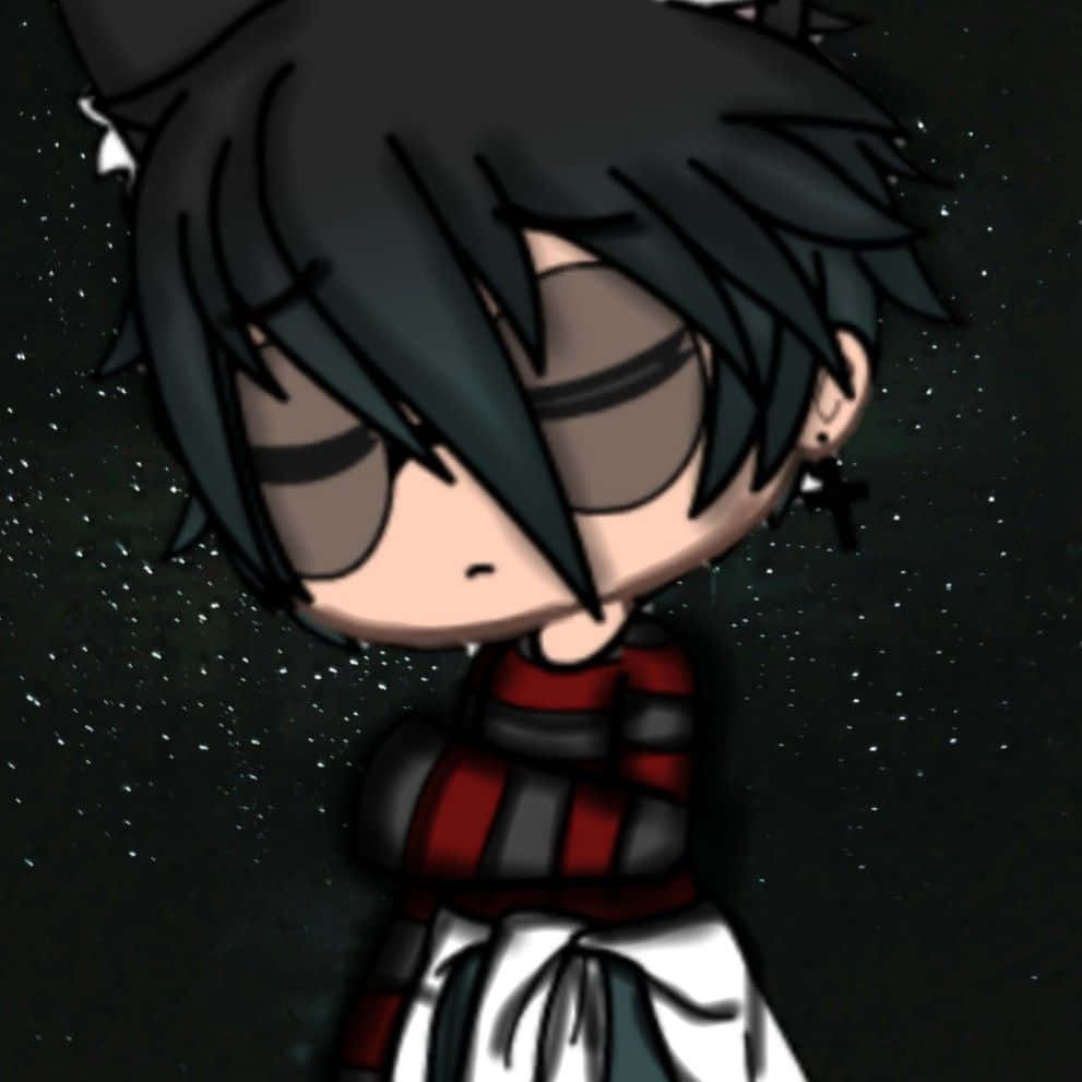 Cute Gacha Life Boy, chibi anime character, dark hair, SD Desktop Wallpaper