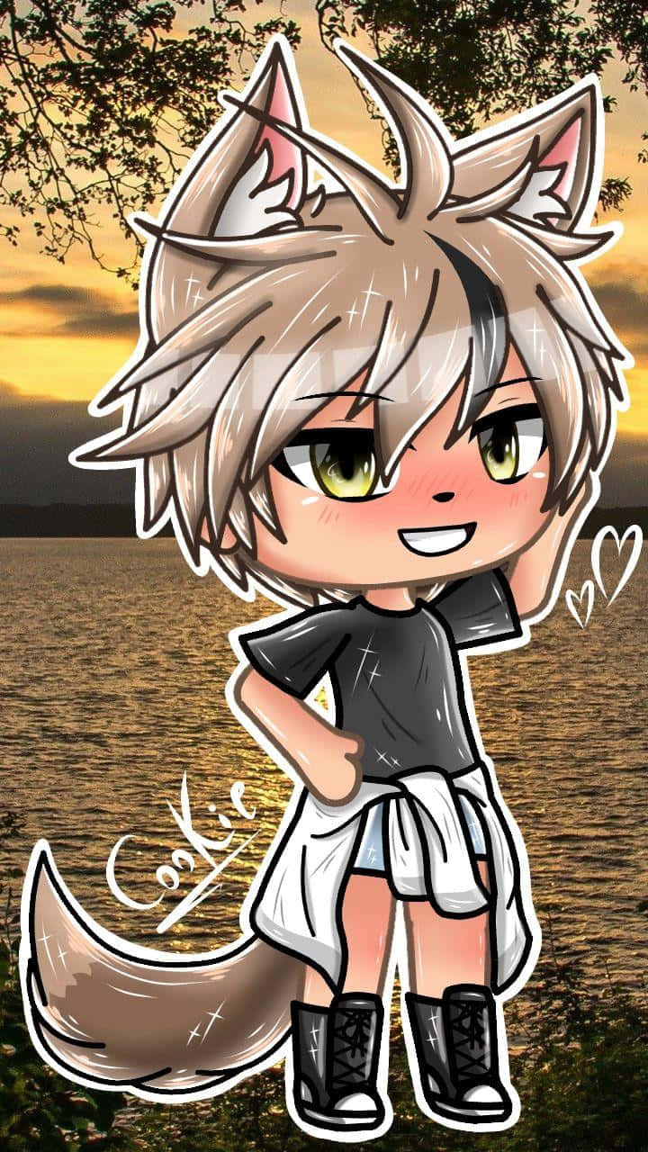 Gacha Life boy, chibi wolf boy, spiky hair, HD Phone Wallpaper