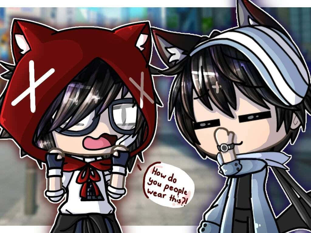 cute gacha life boy, chibi anime characters, cat ears, SD Desktop Wallpaper