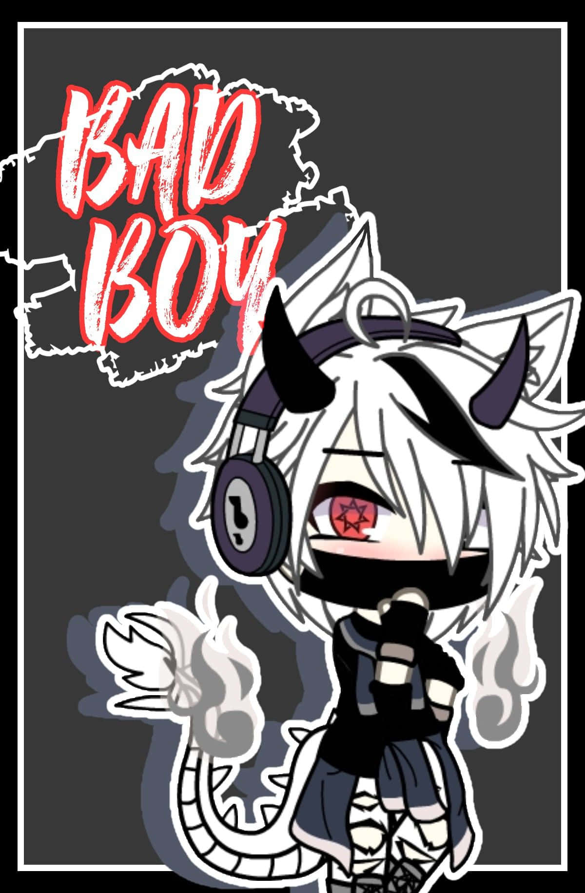 Gacha Life, chibi anime boy, white hair horns, HD Phone Wallpaper