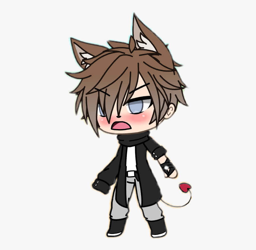Cute Gacha Life Boy, chibi anime boy, brown hair, SD Desktop Wallpaper