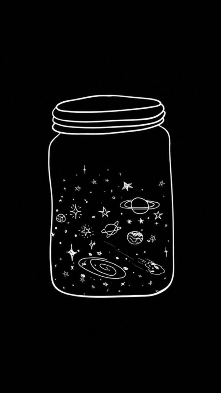 mason jar, stars, planets, HD Phone Wallpaper