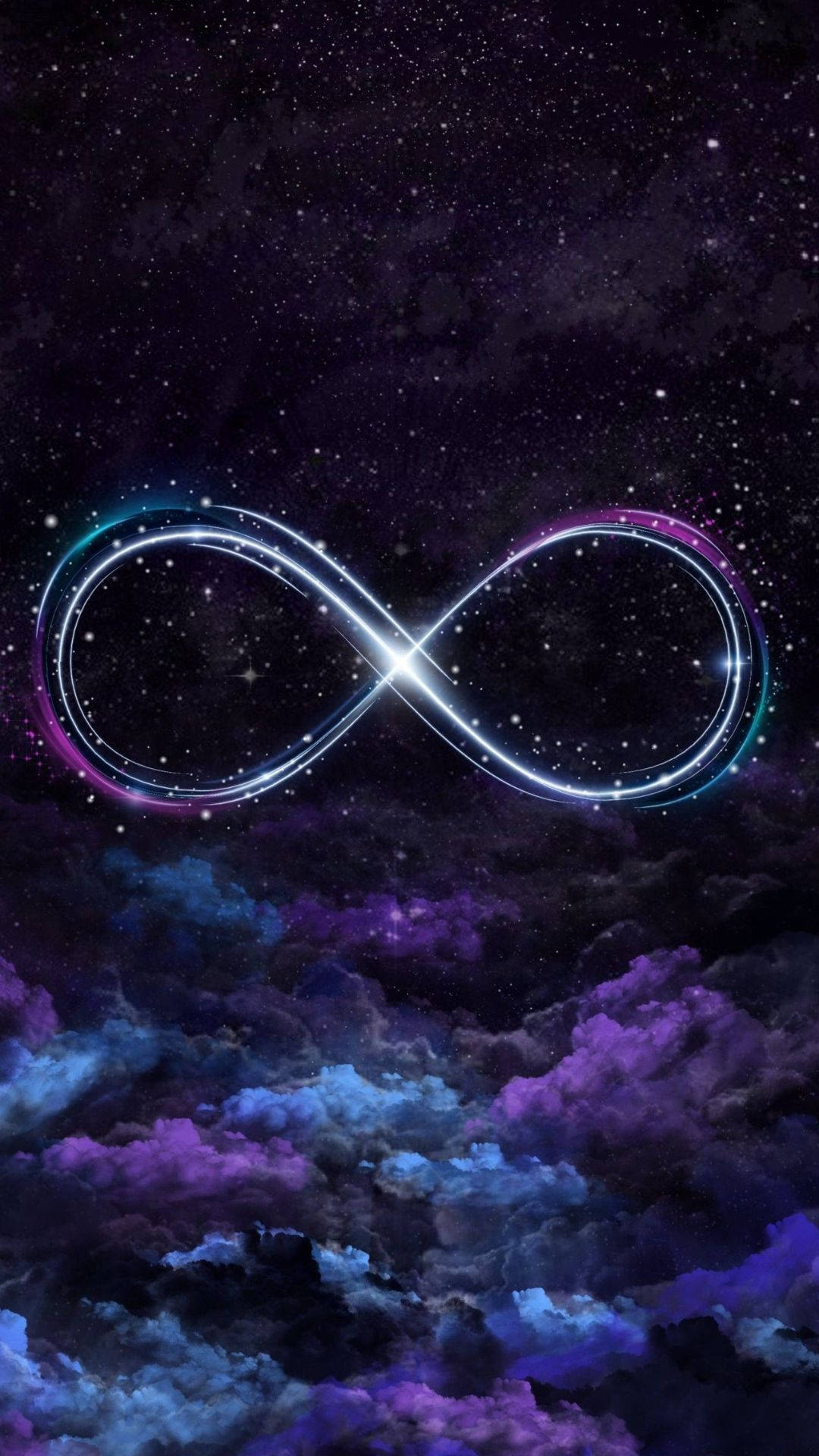 infinity sign, cute galaxy, glowing infinity symbol, Full HD Phone Wallpaper