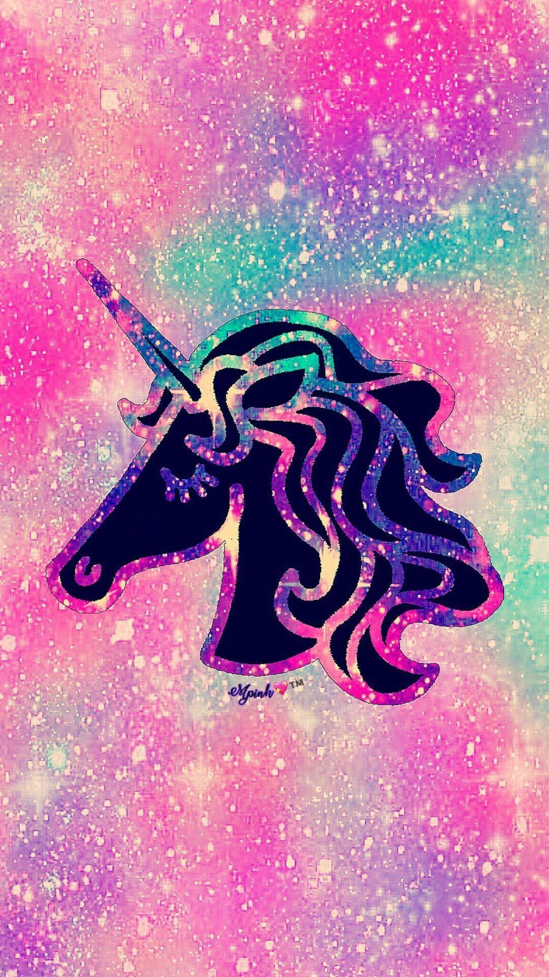 Cute Galaxy, unicorn head silhouette, rainbow mane, Full HD Phone Wallpaper