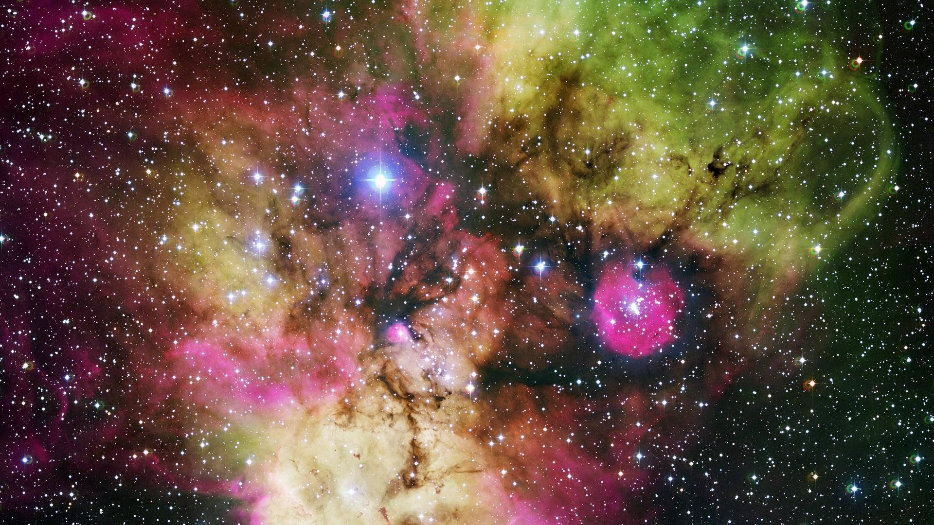 Cute Galaxy, pink, green, Full HD Desktop Wallpaper