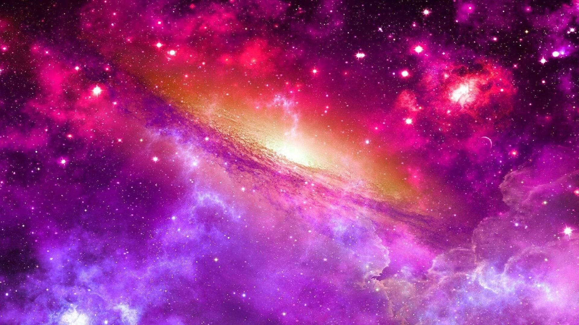 Cute Galaxy, black hole, magenta purple nebulae, Full HD Desktop Wallpaper