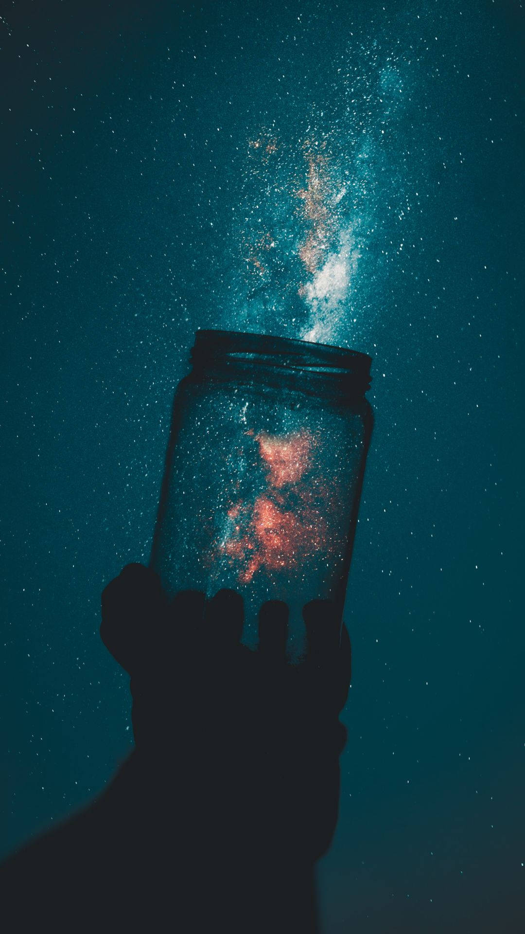 Empty Jar, cute galaxy, swirling cosmic dust, Full HD Phone Wallpaper
