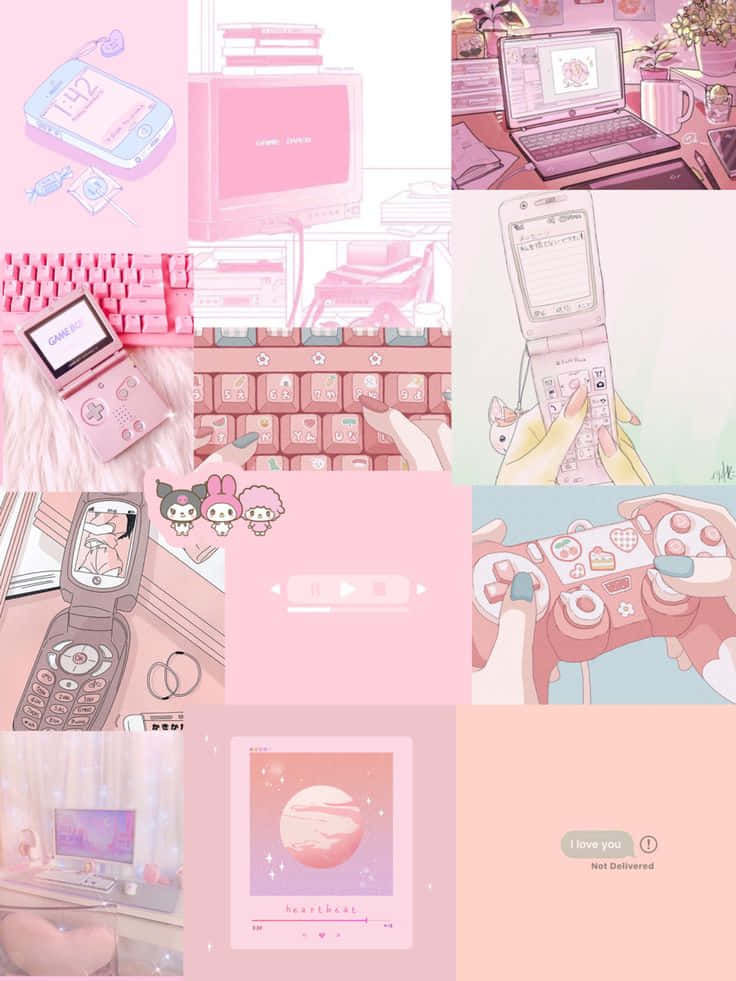 pastel pink, retro tech, gaming items, SD Phone Wallpaper
