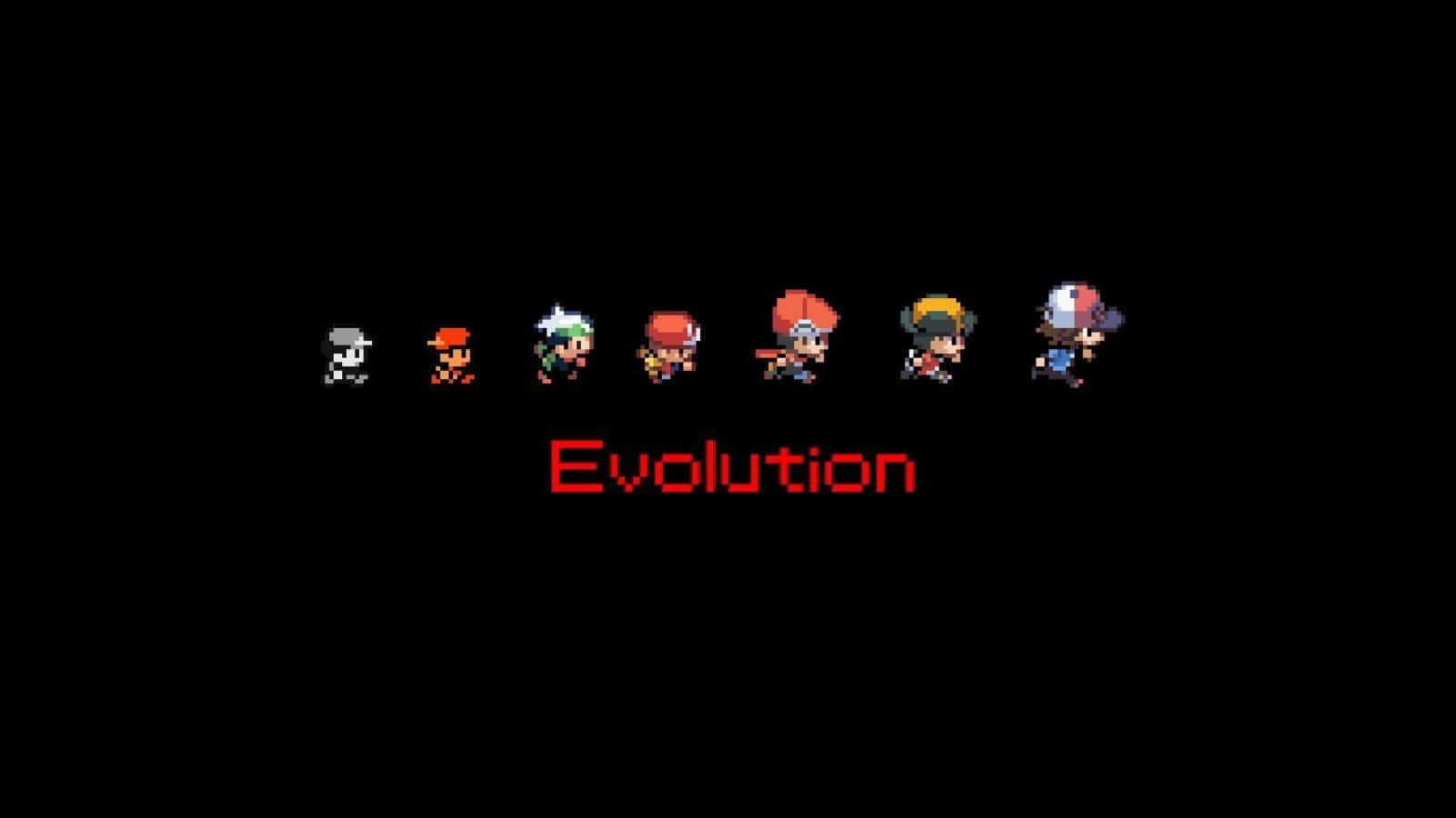 Pixel art, seven trainers, black background, HD Desktop Wallpaper