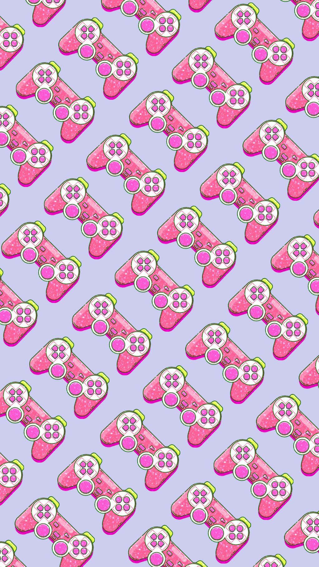 Cute Gaming, pink glittery game controllers, vibrant pattern, HD Phone Wallpaper