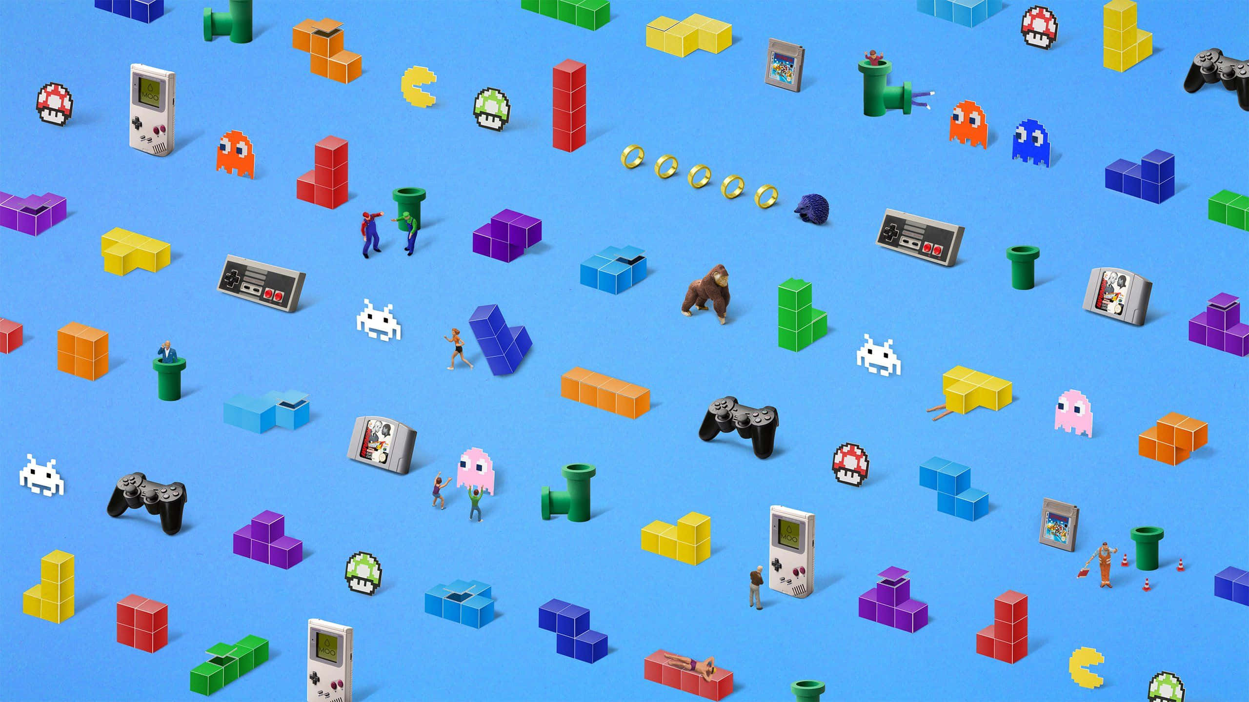 Cute Gaming, vibrant blue, 3D-rendered, 2K Desktop Wallpaper