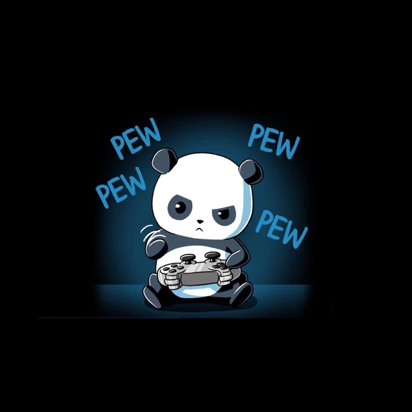 panda bear, controller, blue 'PEW PEW' laser effects, HD Desktop Wallpaper